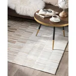 koberec Béžový kožený 140 x 200 cm ombre patchwork ručně tkaný do obývacího pokoje, ložnice, moderního stylu Beliani