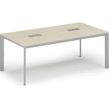 Kancelářská sestava Jednací stůl PRIMO INVITATION, 200x100 cm, bříza + 2x stolní zásuvka TYP II, stříbrná