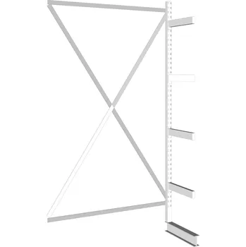 Dílenský regál META Konzolový regál, jednostranný, 430 kg, 2500 x 1330 x 730 mm, přístavný