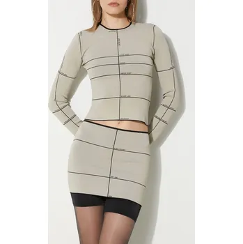 Dámská sukně Sukně VETEMENTS Mannequin Knit béžová barva, mini, pouzdrová, WE64KN350O, M, 80X