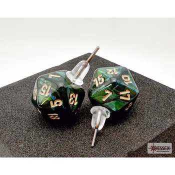 Příslušenství k deskovým hrám Chessex Náušnice Chessex tmavě zelená D20 - pecka - 54504