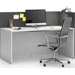 PLAN Kancelářská sestava single s paravánem SEGMENT, pravá, bílá/grafitová