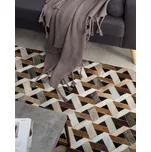 Koberec šedá hnědá pravá kůže 160 x 230 cm, nízký vlas, geometrický, moderní, strojově tkaný, obdélníkový Beliani