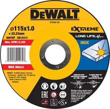 Řezný kotouč DeWALT DT3442 Řezný kotouč na nerez 115 x 1.0mm x 22.23mm free_store_pickup