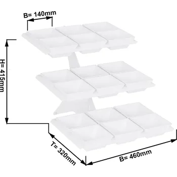 Pec na pizzu G.Gastro Tiered Buffet Stand with 18 Melamine Bowls – 140 × 140 mm Bowls - 320 × 460 × 412 mm