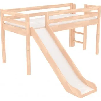 Postel Domestav DOMINO - Zvýšené jednolůžko dělené čelo pravé zábrana A buk cink, mořený