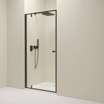Erga Sydney, 1-křídlé výklopné sprchové dveře do otvoru 80x195 cm, 6mm čiré sklo, černý profil, ERG-V02-SYDNEY-D080-BK