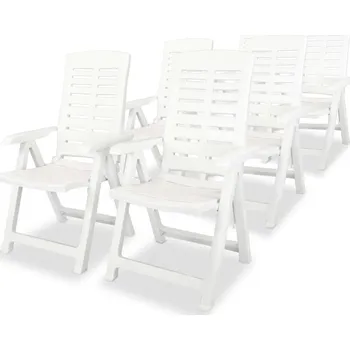 Zahradní nábytek vidaXL Marketos Polohovatelná zahradní křesla 6 ks plast bílá