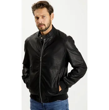 Pánská casual bunda Cross Jeans Synth Leather Jacket 40253-020 Black M