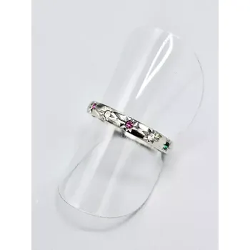 Prsten Drobnější ocelový prstýnek - Barevné kamínky vel. 5