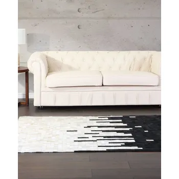 Koberec Koberec černobílý z pravé kůže 160 x 230 cm, nízký vlas, moderní, ruční výroba, obdélníkový Beliani