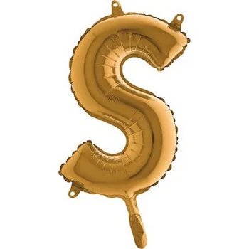 Balónek Fóliový balónek zlaté písmeno "S" - 35cm