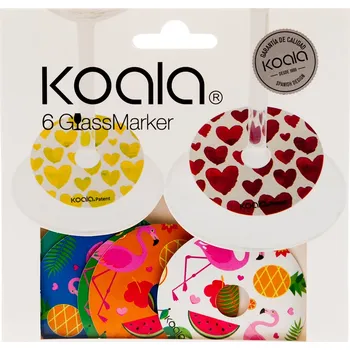 Sklenice KOALA Rozlišovač na skleničky set 6 ks plameňák
