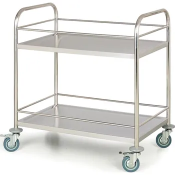 Corping Nerezový policový vozík, 2 police s ohrádkami, 840 x 520 mm