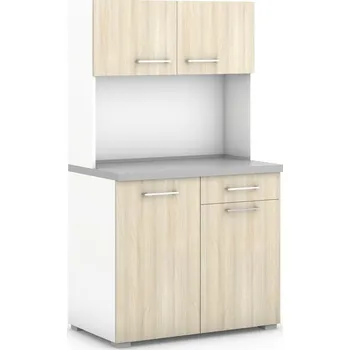 Kancelářská sestava Kuchyňka PRIMO bez vybavení, bílá/dub přírodní