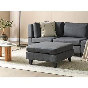 Taburet Taburet podnožka Tmavošedá polyesterová tkanina Čtvercový čalouněný minimalistický moderní modulární prvek pohovky Beliani