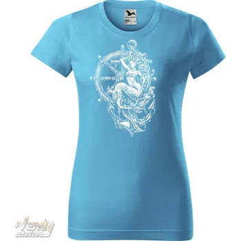 Tričko - Mořská panna a kotva Barva: Tyrkysová (44), Velikost: XXL, Střih: Dámské