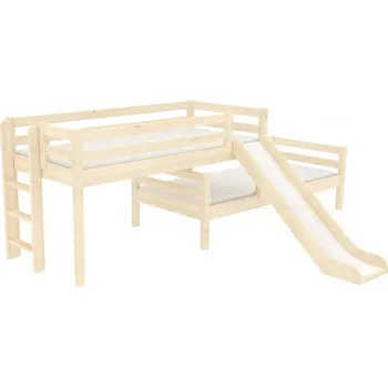 Postel Domestav - DOMINO Zvýšené jednolůžko posuvné dělené čelo levé zábrana A buk cink, olejovaný