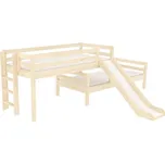 Domestav - DOMINO Zvýšené jednolůžko posuvné dělené čelo levé zábrana A buk cink, mořený