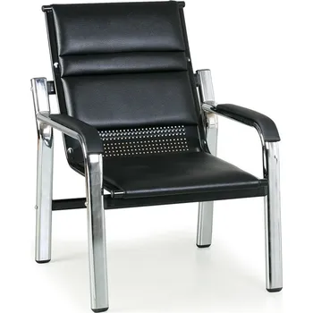 Corping Kožené křeslo s kovovou konstrukcí SOLID II, černé