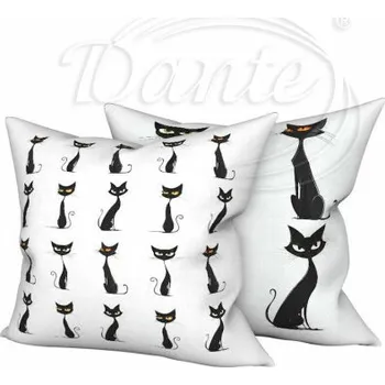 Dekorativní polštářek Dante Povlak Černé kočky a výšivka Váš text - 40 x 40 cm