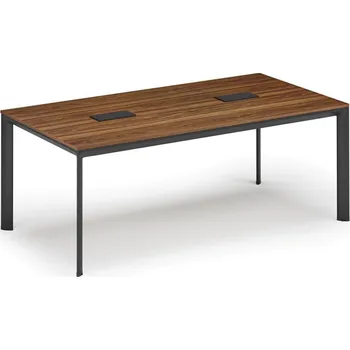 Psací stůl Jednací stůl PRIMO INVITATION, 200x100 cm, ořech + 2x stolní zásuvka TYP I, černá