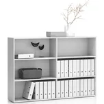 PLAN Dvojitý nízký kancelářský regál SEGMENT, 4 police, 1660 x 350 x 1140 mm, bílá