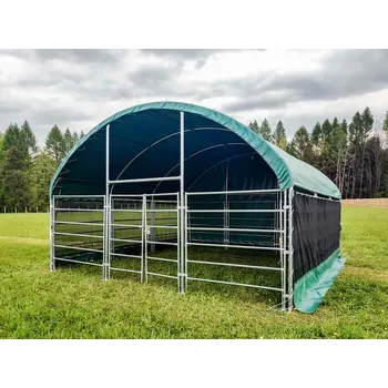 Přístřešek pro zvířata 6x6 m Barva: Tmavě zelená, Čelní plachta: Ne