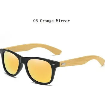 Bambusové sluneční brýle UV400 vintage - 06 Oranžové zrcadlo