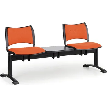 Čalouněné lavice do čekáren SMART, 2-sedák, se stolkem, černé nohy