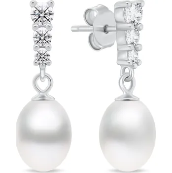 Náušnice Brilio Silver Půvabné stříbrné náušnice se zirkony a perlou EA1046W + 2 měsíce na vrácení zboží
