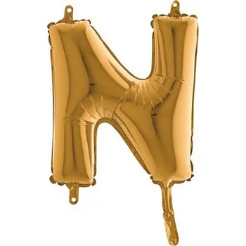 Balónek Fóliový balónek zlaté písmeno "N" - 35cm