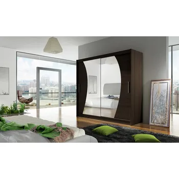 Šatní skříň Šatní skříň GAMBA IX, choco/zrcadlo +možnost VÝNOSU + vyzvednutí ZDARMA