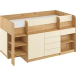 Multifunkční patrová postel ANSBERT, levá, dub artisan/krém, 5 let záruka +možnost VÝNOSU + vyzvednutí ZDARMA