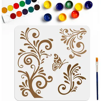 Plastová šablona, ORNAMENTY S MOTÝLEM, 30x30 cm, 1 kus