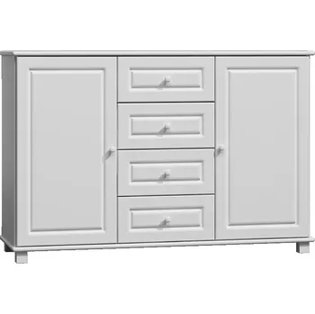 Komoda Komoda NEFTYS 150, masiv borovice, moření: bílá + vyzvednutí ZDARMA