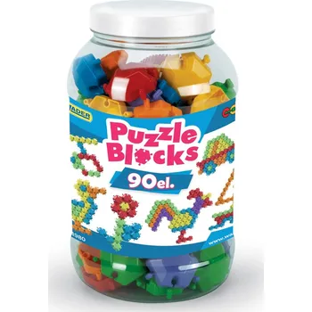 Dětské zboží WADER Stavebnice puzzle kostky plast 90ks v dóze 15x25cm 12m+ Wader