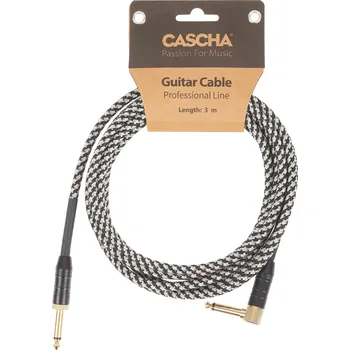 Audio kabel Cascha Professional Line Guitar Cable, Angled, Tweed Black, 3 m + prodloužená záruka 3 roky