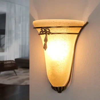 Lampička Searchlight Starožitné světlo na zeď Ascana bronzová, krémová 1 x 60 W - Doprava zdarma