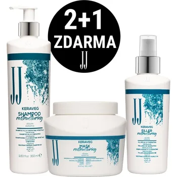 Kosmetická sada JJ Keraveg šampón 350 ml + maska 500 ml + sprej 150 ml kosmetická sada pro poškozené vlasy