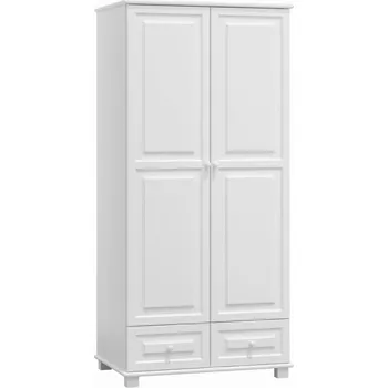 Šatní skříň Skříň šatní 2D BHAGIRA 5, šíře 90 cm, masiv borovice, moření: bílé + vyzvednutí ZDARMA