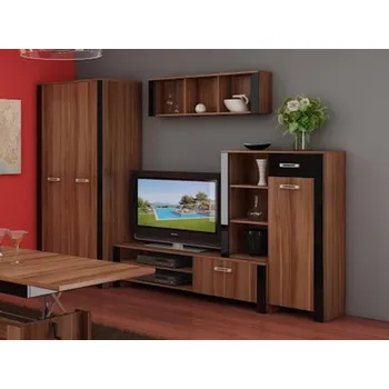 Obývací stěna Obývací stěna AKIVIDU 3, švestka/černý lesk, 5 let záruka + vyzvednutí ZDARMA