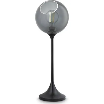 Lampička DESIGN BY US Stolní lampa Ballroom, kouřově šedá, sklo, foukané do úst, tlumené. - Ø stínidla 20 cm; Ø podstavce 16 cm kouřově šedá, černá 1 x 40 W - Doprava zdarma