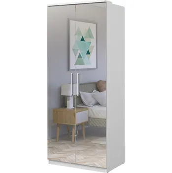 Šatní skříň ARISTATA skříň dvoudvéřová se zrcadlem, bílá + vyzvednutí ZDARMA