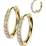 Steel Edge Titanové náušnice kroužky se zirkony SETRH02-8 Barva: Zlatá