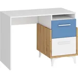 Psací stůl LEPON 105, dub artisan/bílá/modrá, 5 let záruka + vyzvednutí ZDARMA