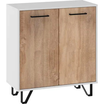 Komoda Komoda PRUDHOE 2D, bílá/dub sonoma, 5 let záruka + vyzvednutí ZDARMA