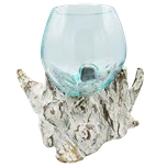 Skleněná dekorace na vymývaném dřevě - střední