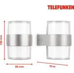 Telefunken Cludu LED venkovní nástěnné, stříbrná nerez, čirá, opál 2 x 8 W LED - Doprava zdarma