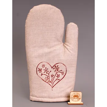 Chňapka Chňapka - hnědá, květinové srdce